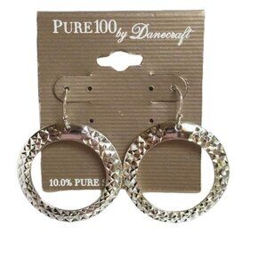 Danecraft 10.0% Pure Silver Textured Hoop Earring New